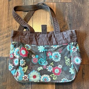 Thirty-One Floral Brown and Blue J Initial Bag